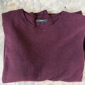 Quince Deep Burgundy Crew Neck Sweater, 100% Mongolian Cashmere